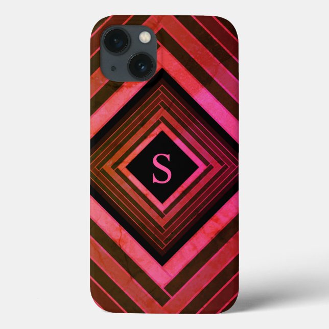 Modern Squares Rustic Pink Geometric Monogram Case-Mate iPhone Case (Back)
