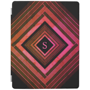 Modern Squares Rustic Pink Geometric Monogram iPad Smart Cover