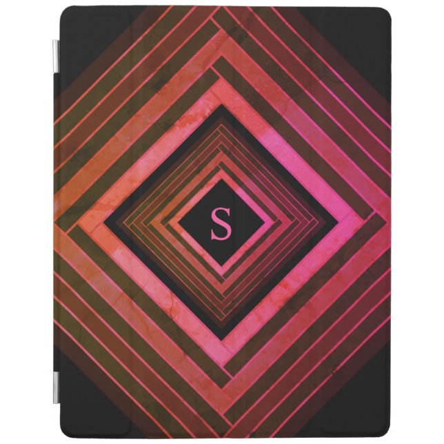 Modern Squares Rustic Pink Geometric Monogram iPad Smart Cover (Front)