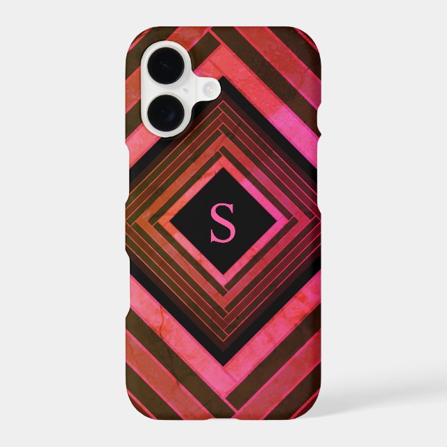 Modern Squares Rustic Pink Geometric Monogram Iphone Case (Back)