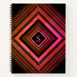 Modern Squares Rustic Pink Geometric Monogram Notebook