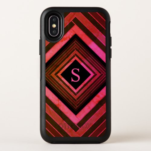 Modern Squares Rustic Pink Geometric Monogram OtterBox Symmetry iPhone X Case