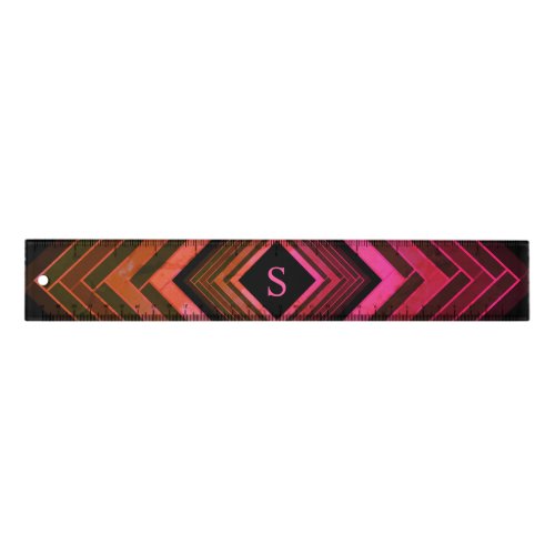 Modern Squares Rustic Pink Geometric Monogram Ruler