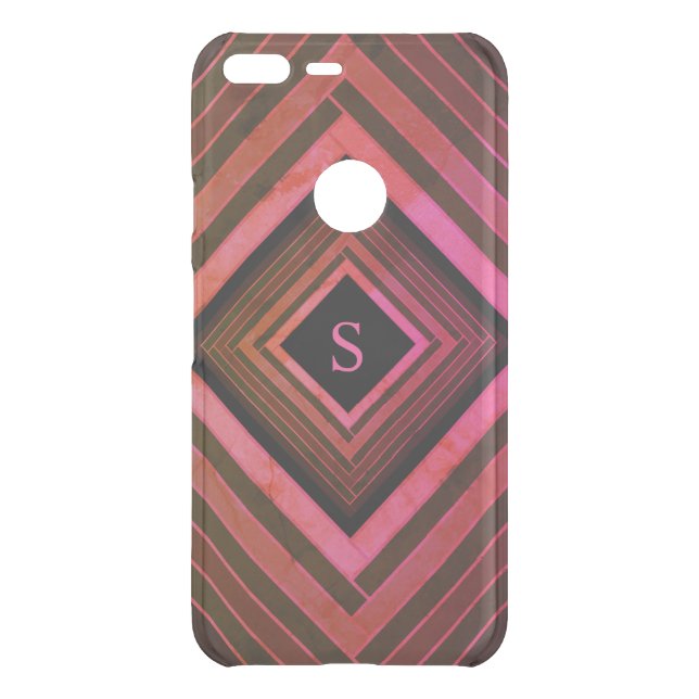 Modern Squares Rustic Pink Geometric Monogram Uncommon Google Pixel XL Case (Back)