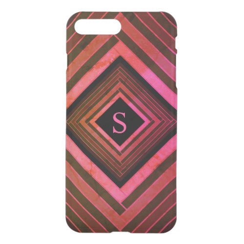 Modern Squares Rustic Pink Geometric Monogram iPhone 8 Plus7 Plus Case