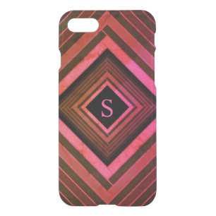 Modern Squares Rustic Pink Geometric Monogram iPhone SE/8/7 Case