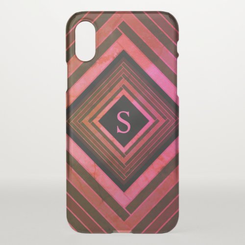 Modern Squares Rustic Pink Geometric Monogram iPhone X Case