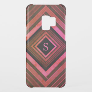Modern Squares Rustic Pink Geometric Monogram Uncommon Samsung Galaxy S9 Case
