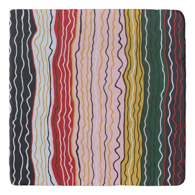Modern Squiggles 2 Marble Trivet (Front)