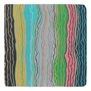 Modern Squiggles Marble Trivet