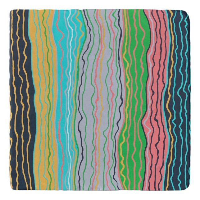Modern Squiggles Marble Trivet (Front)