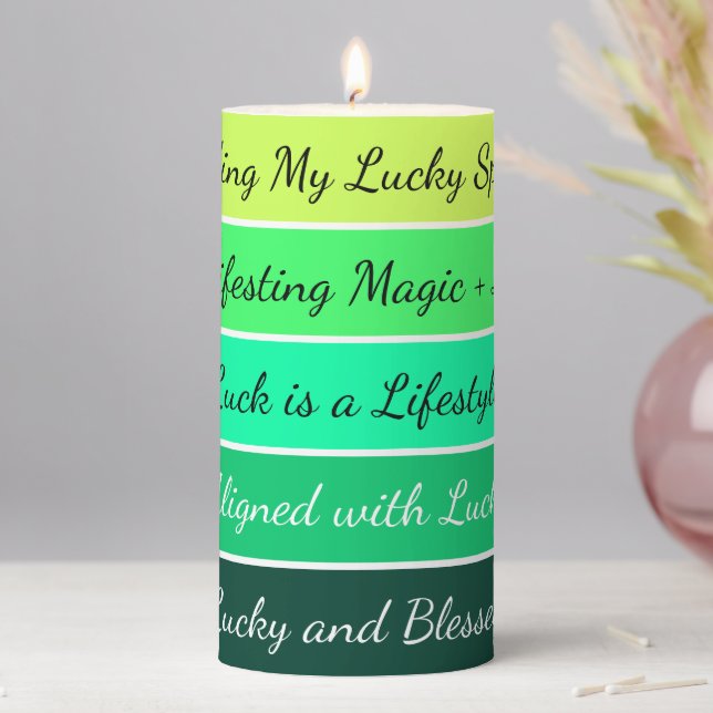 Modern St. Patrick Day Gradient Pillar Candle (In Situ)