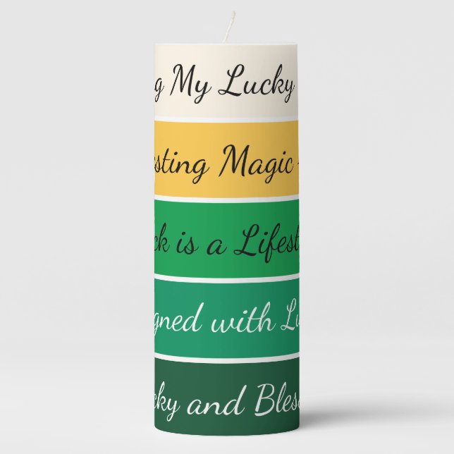 Modern St. Patrick Day Gradient Pillar Candle (Front)
