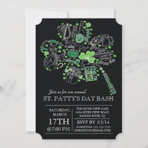 Modern St Patricks Day Bash Dinner Party Invitation