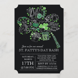 Modern St. Patrick's Day Bash Dinner Party Invitation