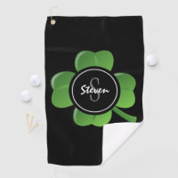 Modern St Patricks Day Lucky Green Shamrock Custom Golf Towel