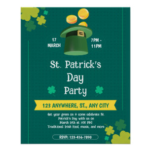 Modern St. Patrick's Day Party Custom Invitation Poster