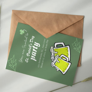 Modern St. Patrick's Day Party Green Clovers Postcard
