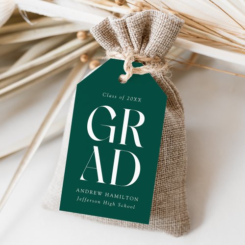 Modern Stacked Grad Green Graduation Favor Gift Tags