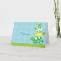 Modern Stacked Turtle Frog Thank You Note Cards