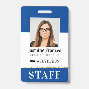 MODERN STAFF PHOTO ID work chic design blue Badge