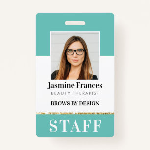 MODERN STAFF PHOTO ID work chic design mint Badge