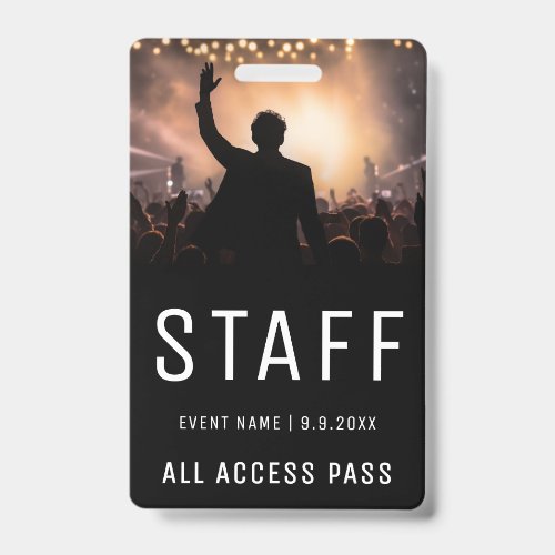 Modern Staff Photo VIP All Access Pass Event Badge