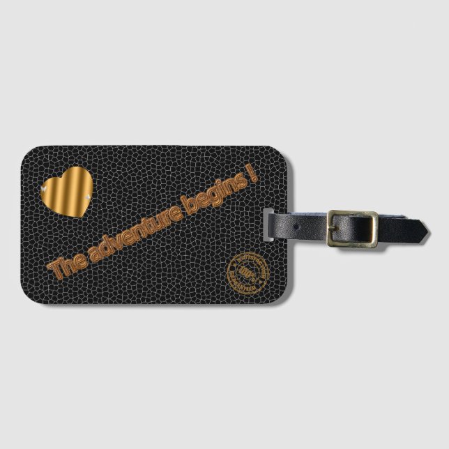 Modern Stained Glass Black Adventure Luggage Tag (Front Horizontal)