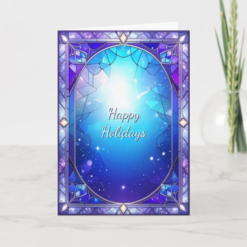 Modern Stained Glass Frame Holiday Card