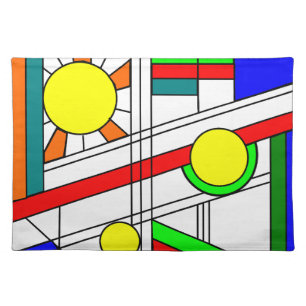 Modern Stained-Glass Look Cloth Placemat