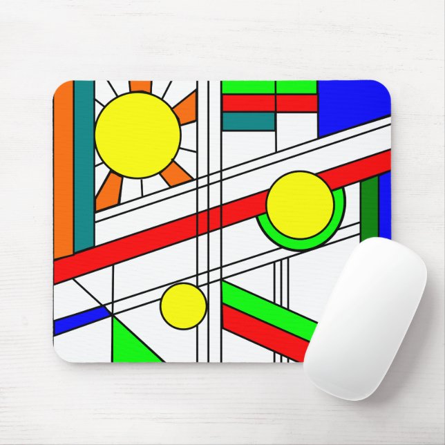 Modern Stained-Glass Look Mouse Pad (With Mouse)