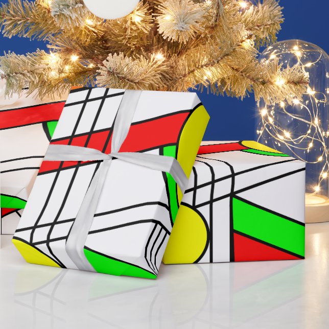 Modern Stained-Glass Look Wrapping Paper (Holidays)