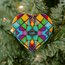 Modern Stained Glass personalized Couple Christmas
