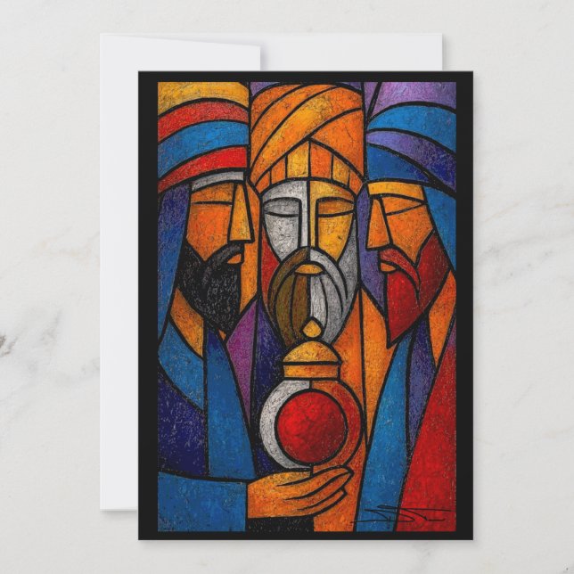 Modern Stained Glass Three Wise Men Invitation (Front)
