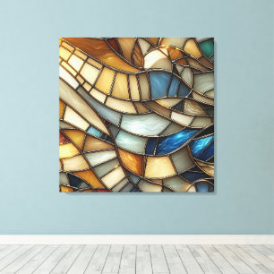 Modern Stained Glass Waves Canvas Print