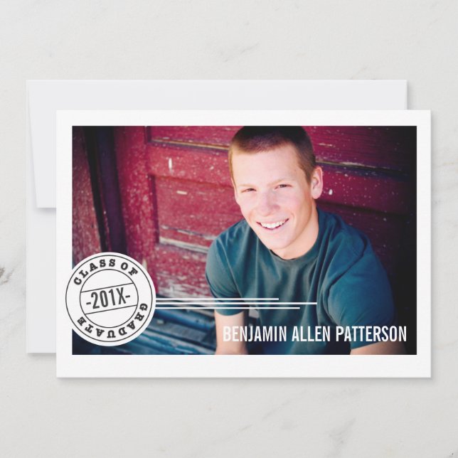 Modern Stamp Photo Graduation Party Announcement (Front)