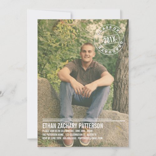 Modern Stamp Photo Graduation Party Announcement