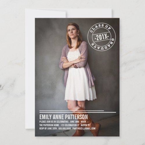 Modern Stamp Photo Graduation Party Announcement