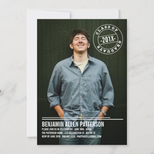 Modern Stamp Photo Graduation Party Announcement