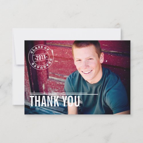 Modern Stamp Photo Graduation Thank You Card