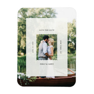 Modern Stamp Save the Date Wedding Photo Magnet
