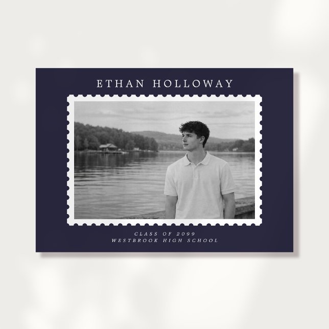 Modern Stamp Style Photo Graduation Announcement (Creator Uploaded)