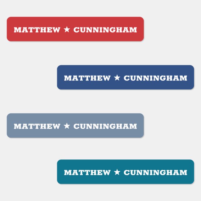 Modern Star Add Your Name Kids' Labels (Group)