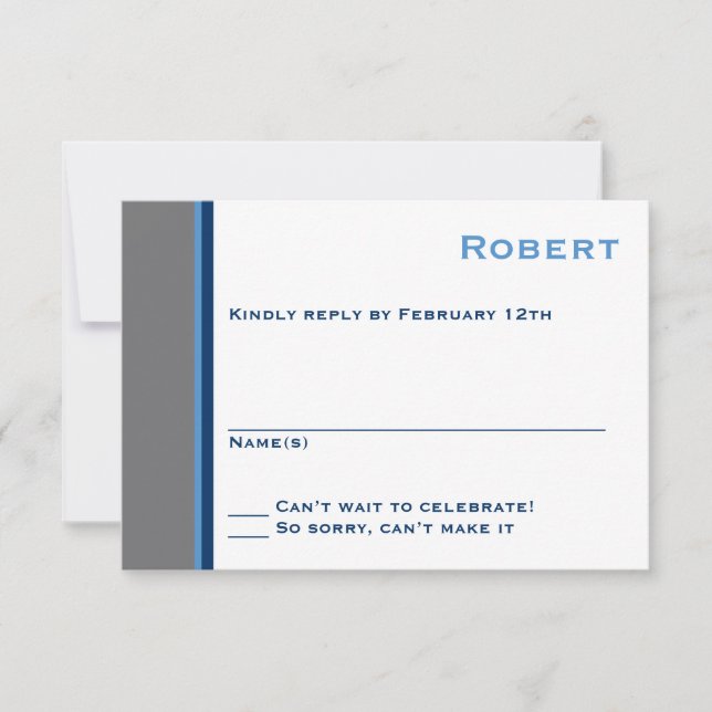 Modern Star Bar Mitzvah Response Card (Front)