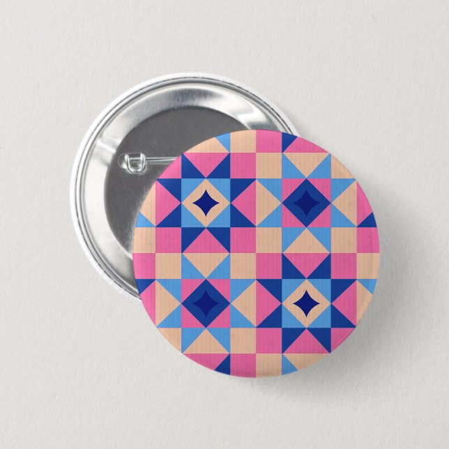 Modern Star Block Quilt Button (Front & Back)