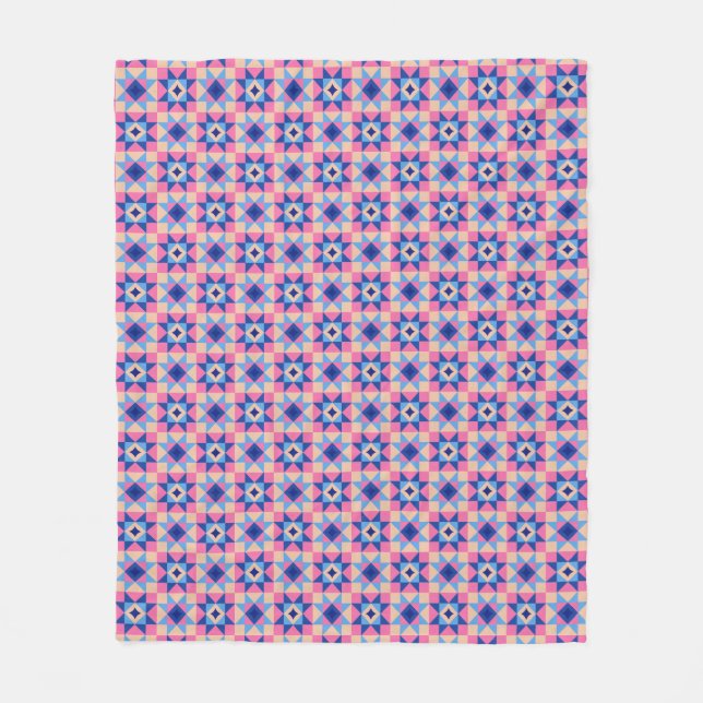 Modern Star Block Quilt Fleece Blanket (Front)