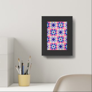 Modern Star Block Quilt Framed Art
