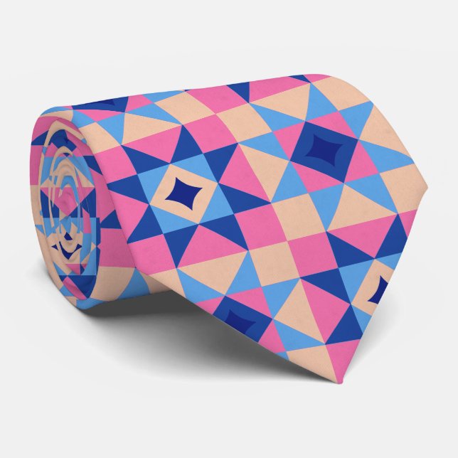 Modern Star Block Quilt Neck Tie (Rolled)