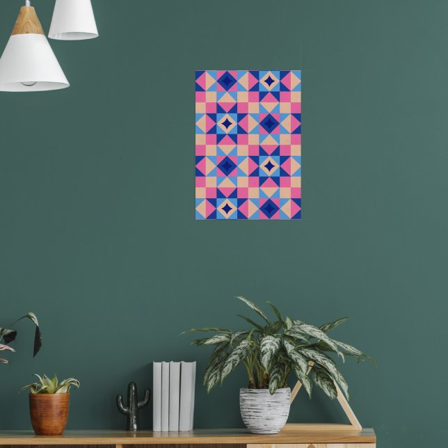 Modern Star Block Quilt Poster (Living Room 1)