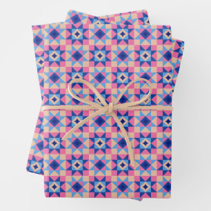 Modern Star Block Quilt Wrapping Paper Sheets